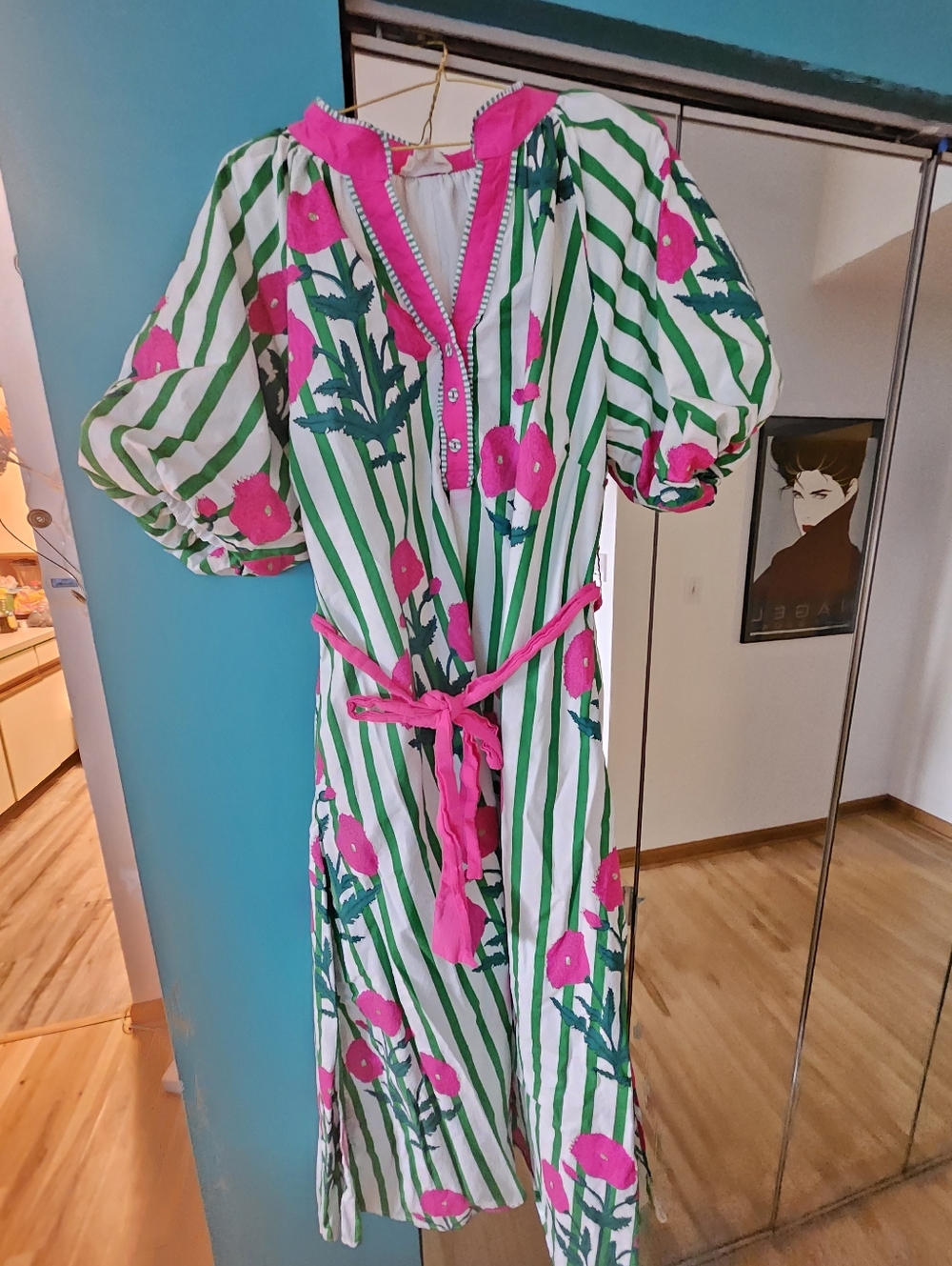 UMGEE Pink & Green Floral Stripe Maxi Dress - Picture 3 of 3
